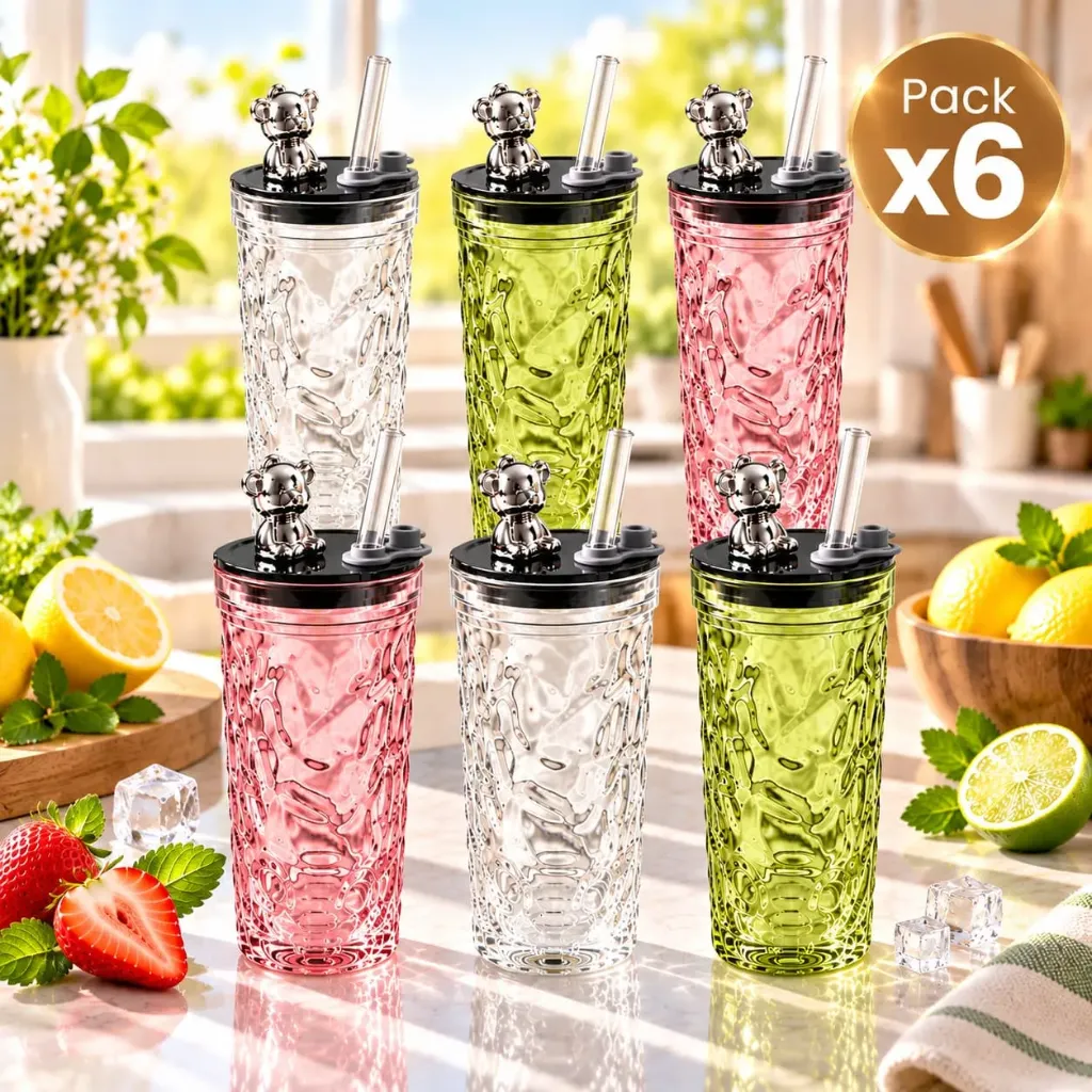 Pack x6 Vaso de Vidrio Osito 400ML